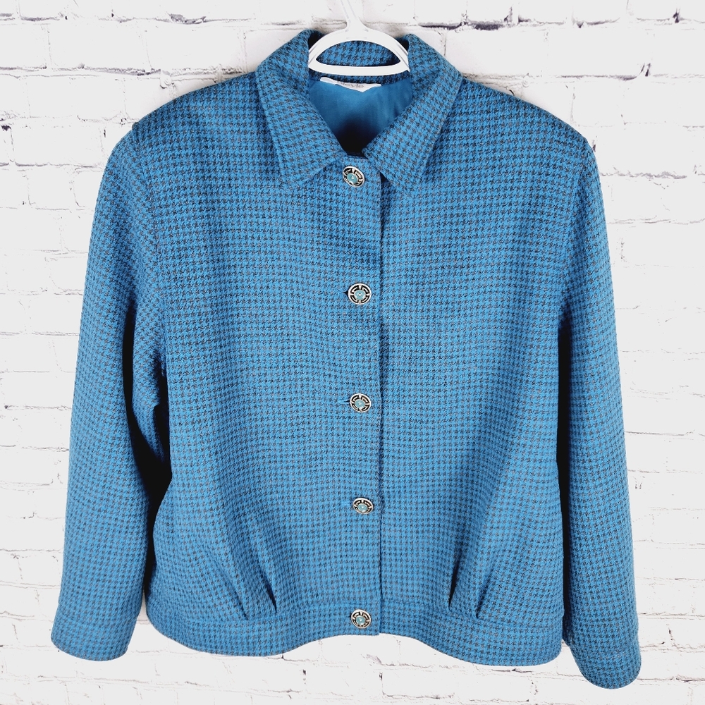BLEYLE | vintage wool houndstooth button up pleated jacket